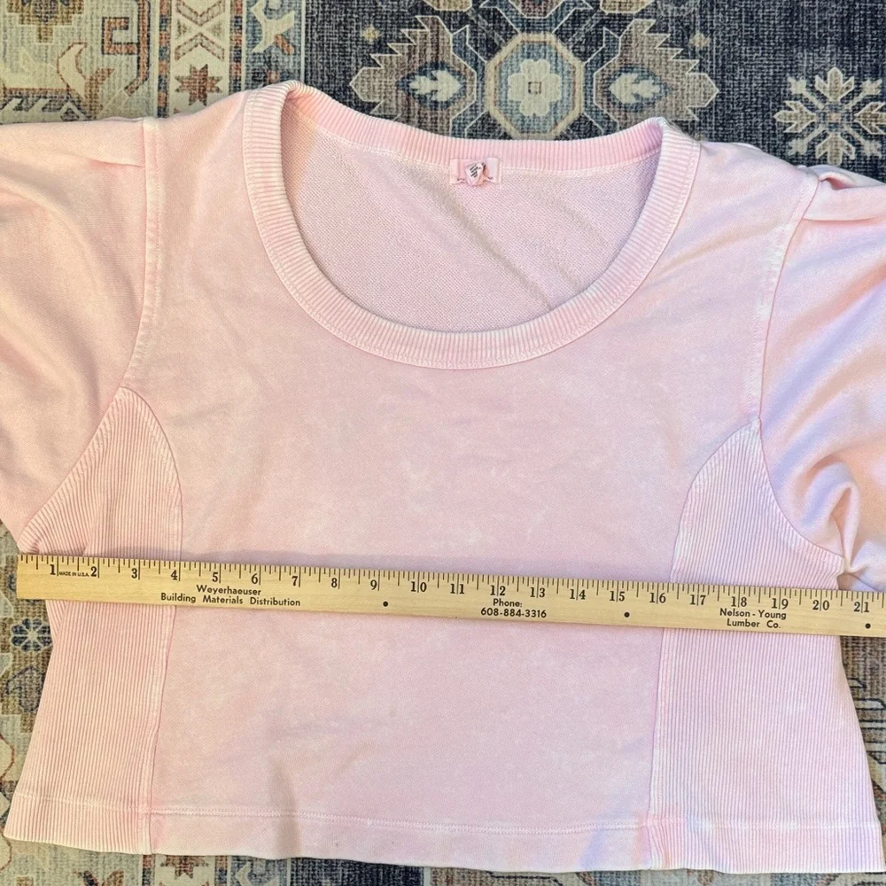 Aerie Seams Right Short Puff Sleeve Cropped Sweatshirt Light Pink Size XXL - Picture 8 of 10